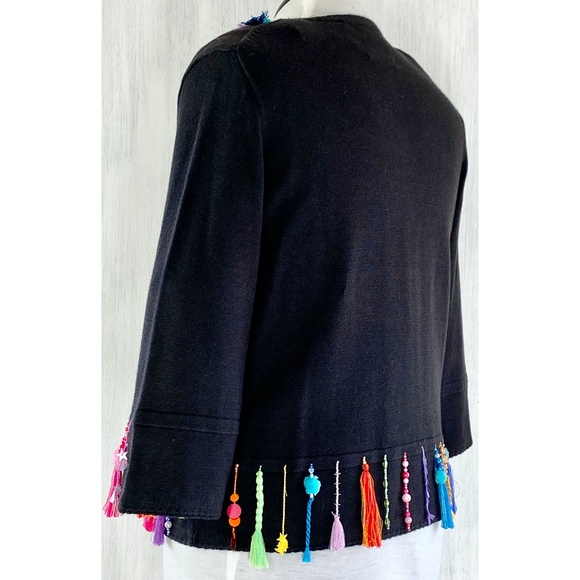 MICHAEL SIMON Dangling Jewel + Tassle Knit Top - Picture 5 of 10